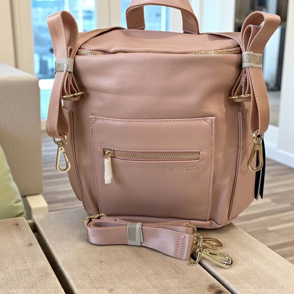 Fawn Design The Mini Convertible Backpack Diaper Bag In Blush Vegan Leather - Picture 1 of 10
